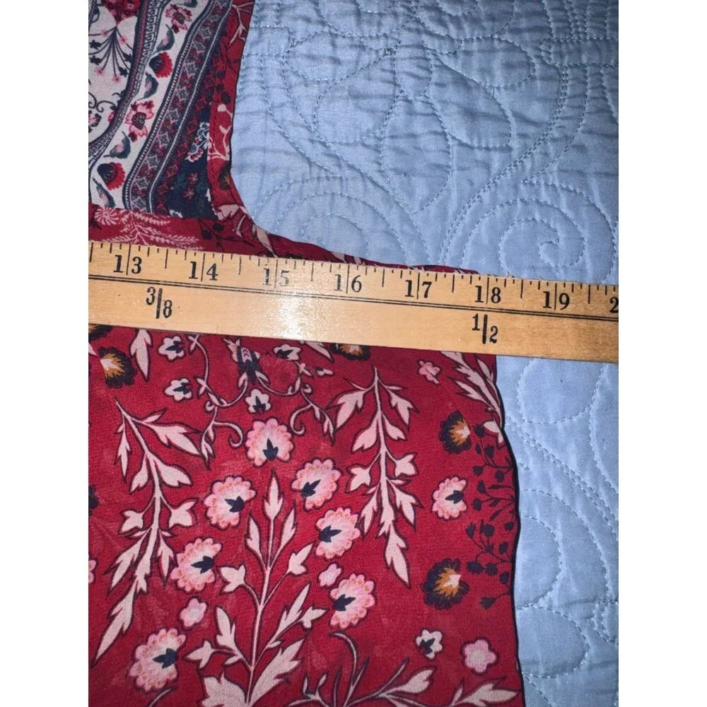Knox Rose Womens Sleeveless Boho Red Floral Print Tunic Top L - Picture 5 of 6